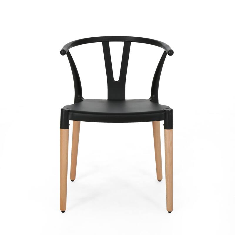 Classic Plastic Dining Chair with Special Design Open Back(Set of 2)
