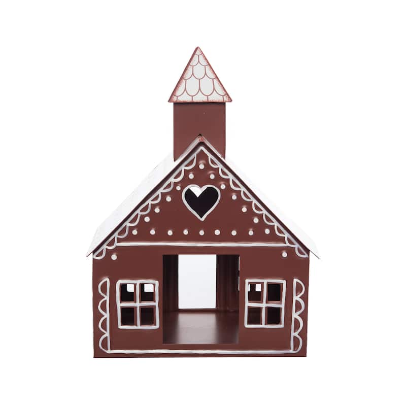 Transpac Metal 9.25 in. Multicolor Christmas Gingerbread House