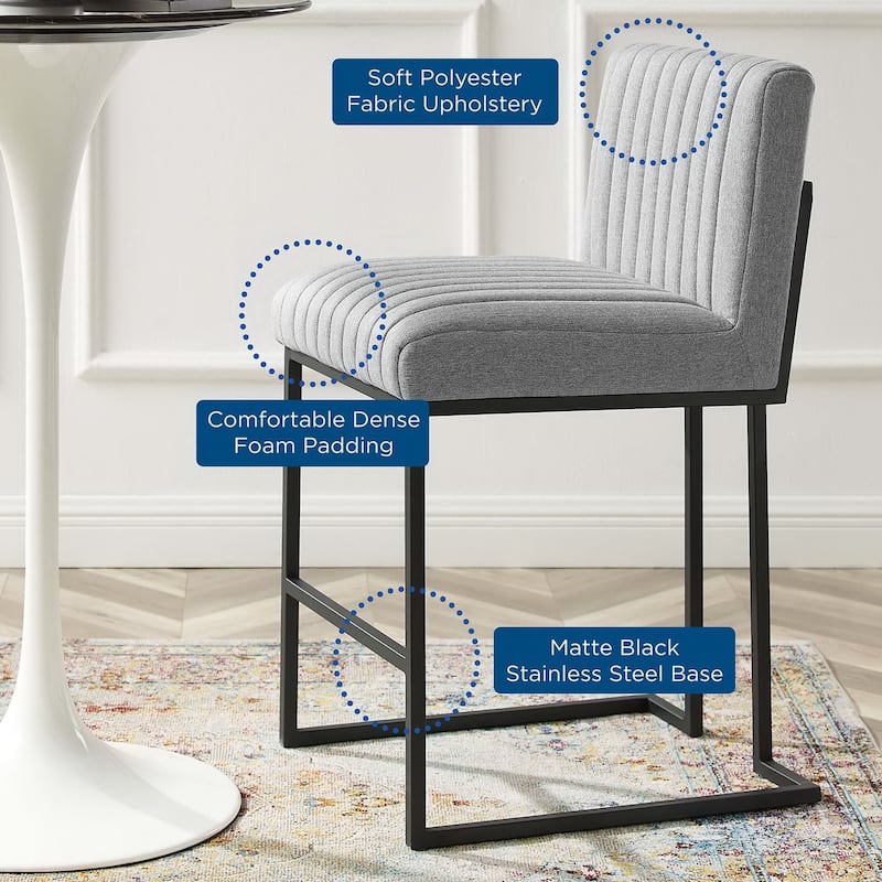 Indulge Channel Tufted Fabric Counter Stool