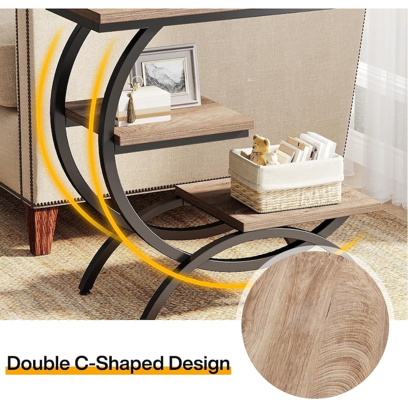Industrial 3-Tier Small Side Table for Couch