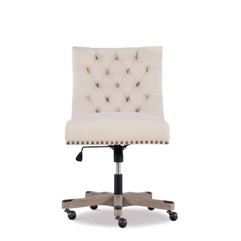 Solid Adjustable Plush Tufted Office Chair - 41.5" - Beige and Gray