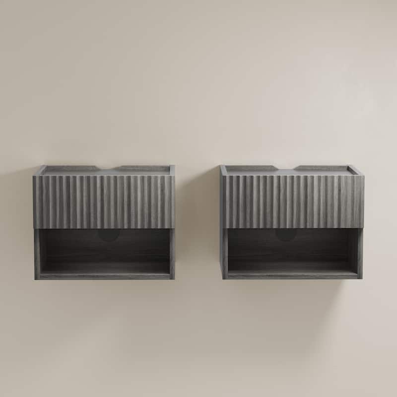 Modern Wall-Mounted Floating Nightstands with Drawer (Set of 2) - Grey