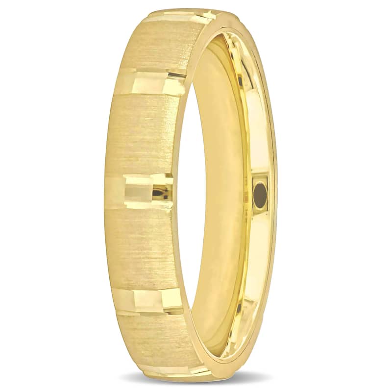 Miadora Brushed and Polished Finish Wedding Band in 14k Yellow Gold