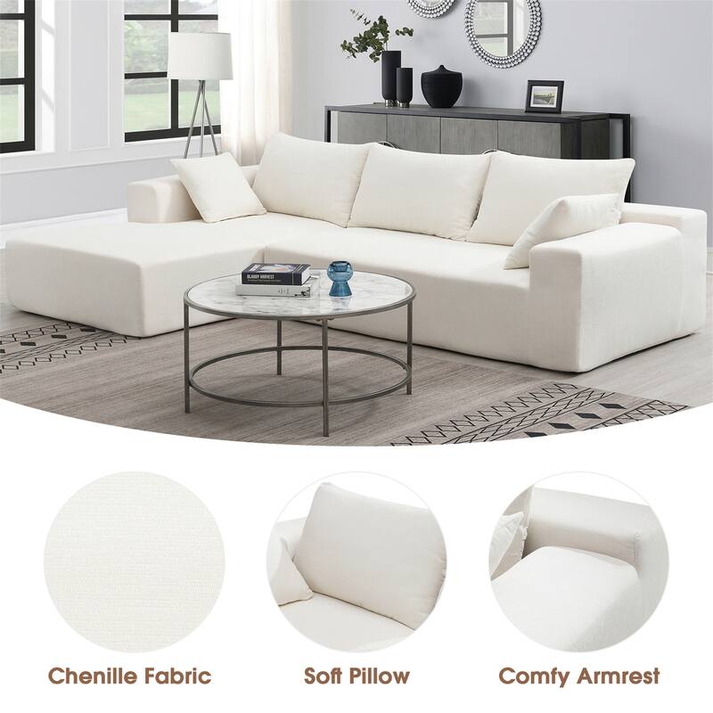 Modular L-Shape Sectional Sofa Set, Upholstered Sleeper Sofa