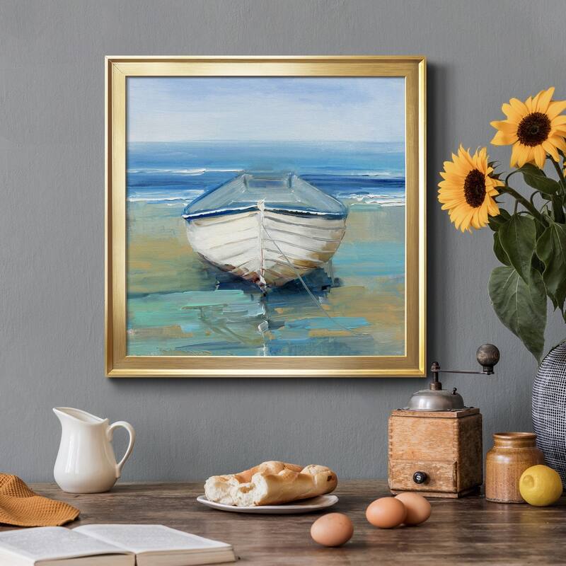 Bubbly Blue Crab-Framed Canvas - Ready to Hang