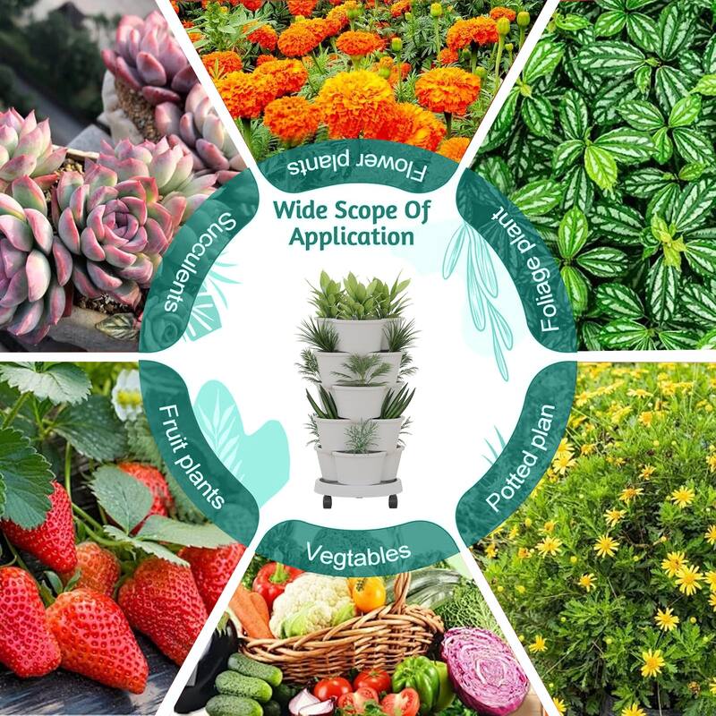 Vertical Strawberry Planter 5 Tier Hanging Vertical Gardening Planter Stackable Garden Tower Pot for Strawberries Flowers