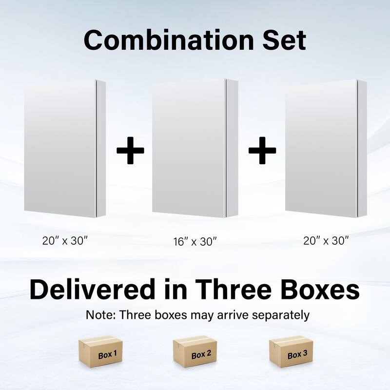 52''/56''W X 30''H Recessed Or Surface Wall Mount Bathroom Medicine Cabinet With Adjustable Glass Shelves