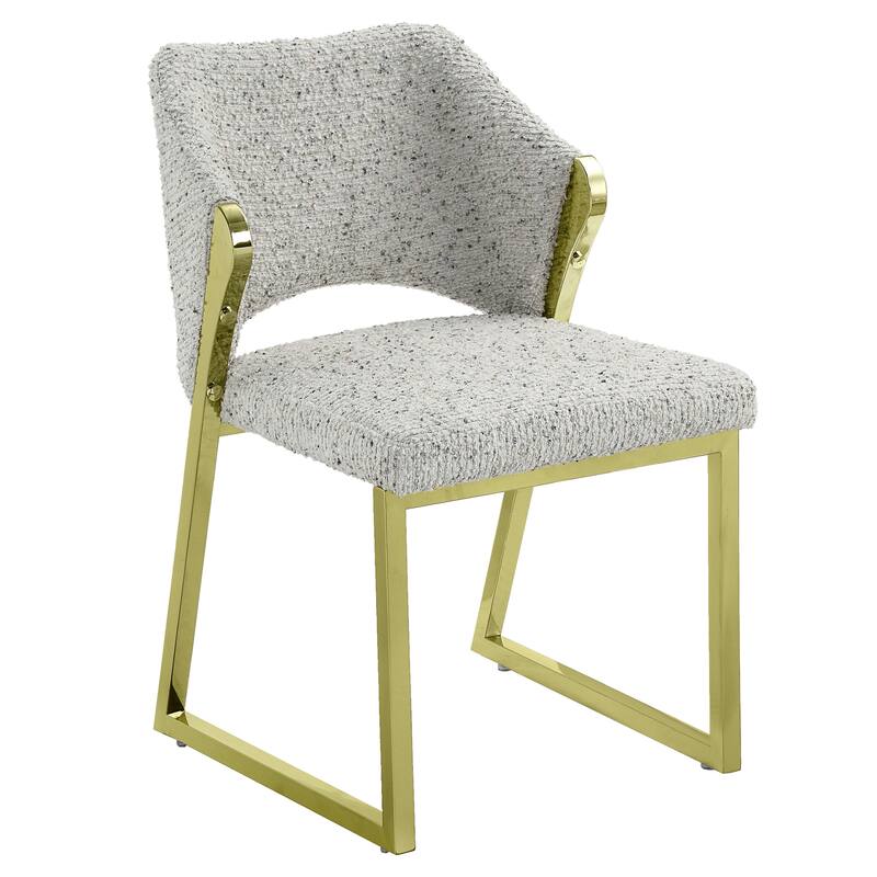 HomeRoots Beige and Gold Upholstered Boucle Wing Back Dining Side Chair - 20.00 in. x 32.00 in. x 24.00 in.