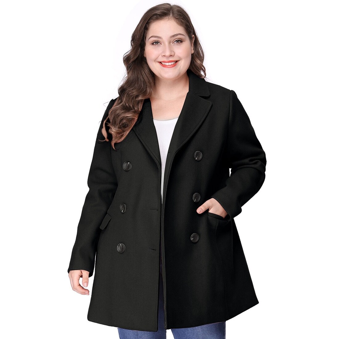 plus size double breasted coat
