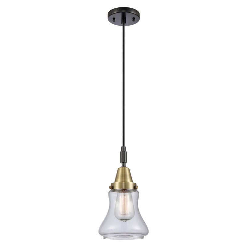 Innovations Lighting Downtown Urban - Caden Bellmont - 1 Light 7" Cord Hung Mini Pendant - Clear Shade/Black Antique Brass