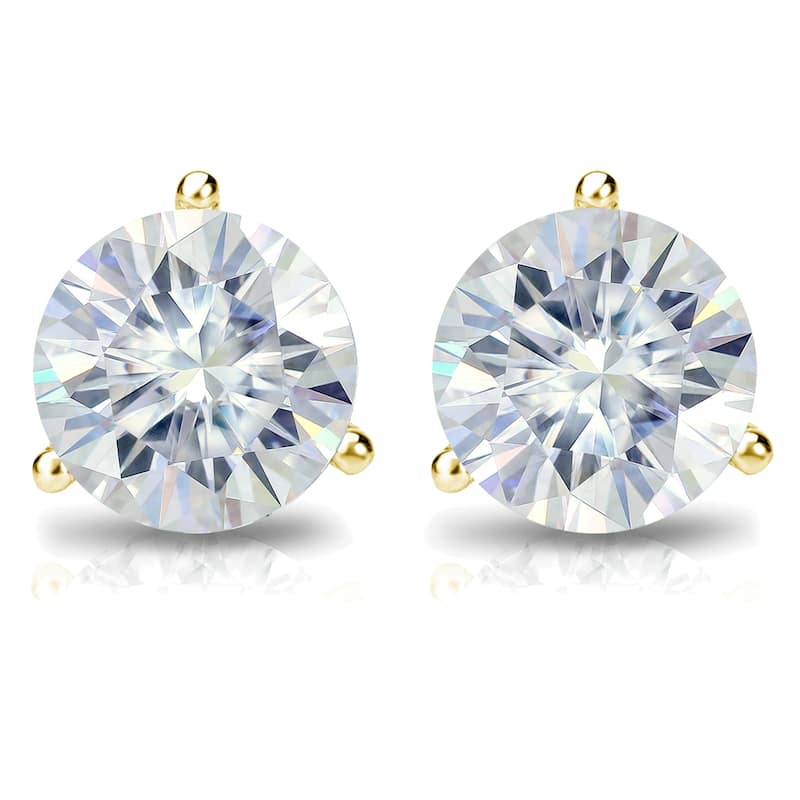 Auriya 1 1/2ctw Round Moissanite Stud Earrings 14k Gold Martini-set - 5.9 mm