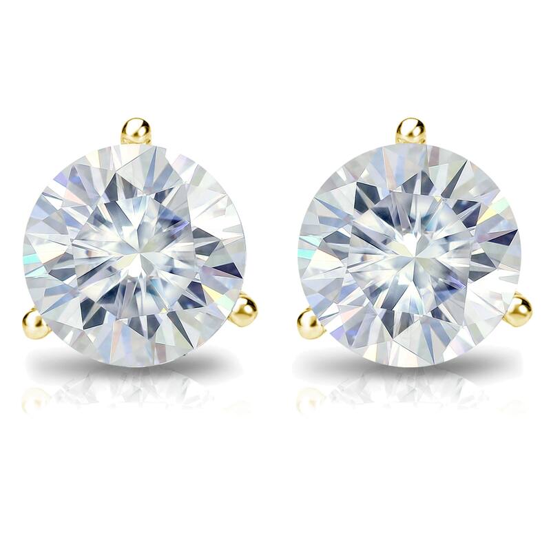 Auriya 2 1/2ctw Round Moissanite Stud Earrings 18k Gold Martini-set - 7 mm