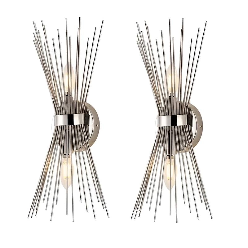Set of 2 Light Dimmable Candle Wall Lights - Jovenko Sconces - Chrome