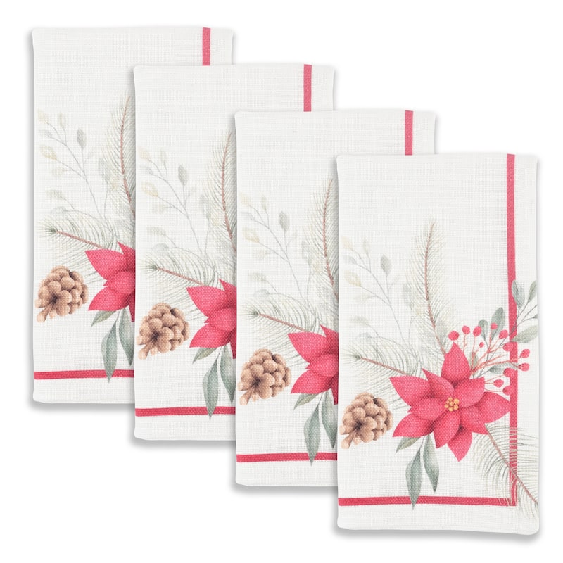 Domestically Printed Poinsetta Napkin - Set of 4 - 20" x 20"