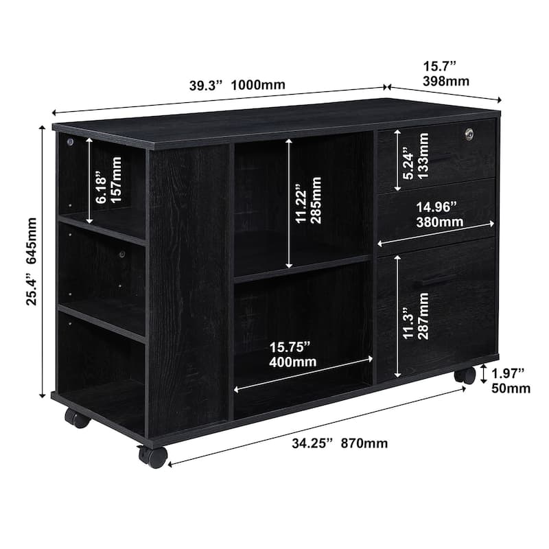 3-Drawer Wood 39.37 in. W Lateral File Cabinet