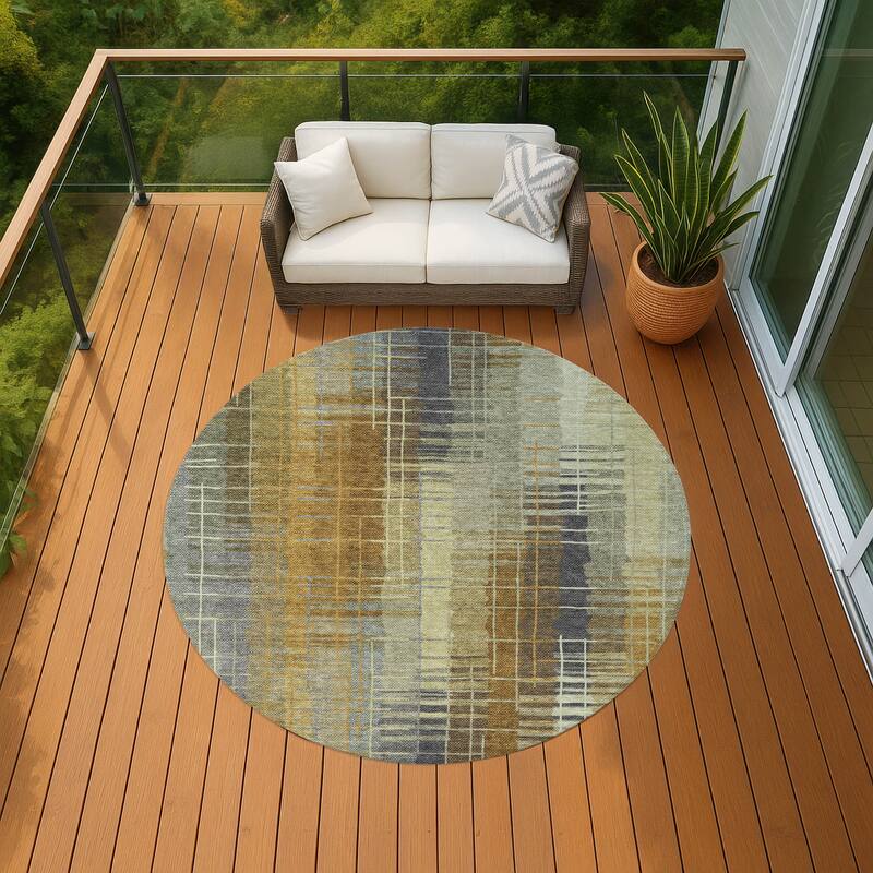 Machine Washable Indoor/ Outdoor Contemporary Aaron Chantille Rug - Aloe - 8' x 8'
