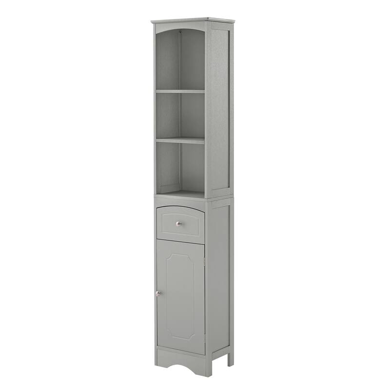 Wooden Freestanding Tall Bathroom Storage Linen Cabinet