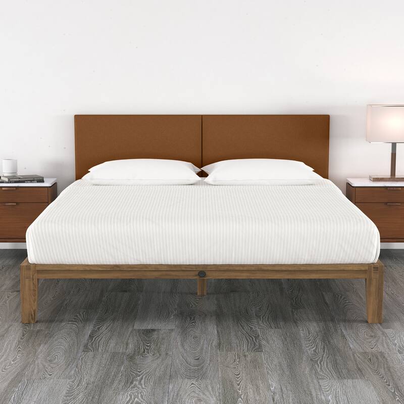 Jaxx Panelist Modern Padded Headboard in Premuim Vegan Leather - Set of 2 Wall Mounted Panels - Vegan Leather Tiger Eye Brown - King