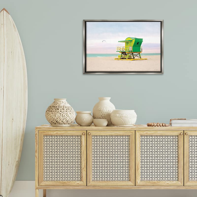 Stupell Lime Green Lifeguard Hut Framed Floater Canvas Wall Art Design By Seven Trees Design