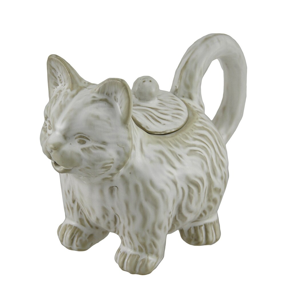 Shop Kitten Tails White Ceramic Decorative Cat Shaped Teapot Statue 8 Inch Overstock 16752705