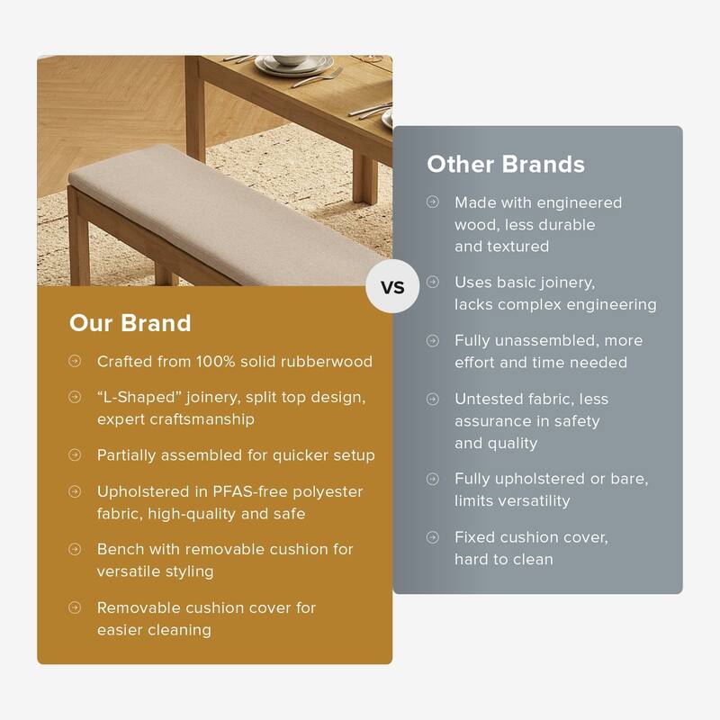 Mopio Logan Upholstered Beige Dining Bench