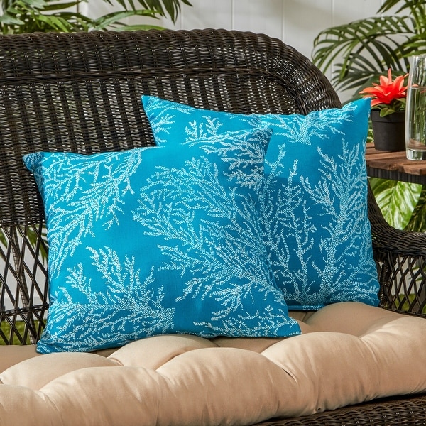 Duck Coral Pattern Outdoor Accent Pillow, (Set of 2) by Havenside Home - 17w x 17l. Opens flyout.