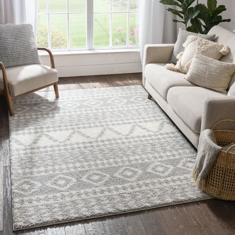 Well Woven Madison Shag Cossima Moroccan Tribal Shag Area Rug