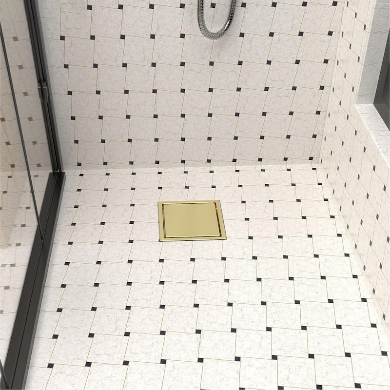 4/6-Inch Square Shower Drain, Reversible Tile Insert