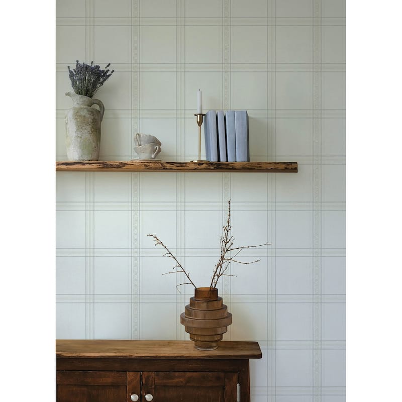 Chesapeake Auberge White Plaid Wallpaper
