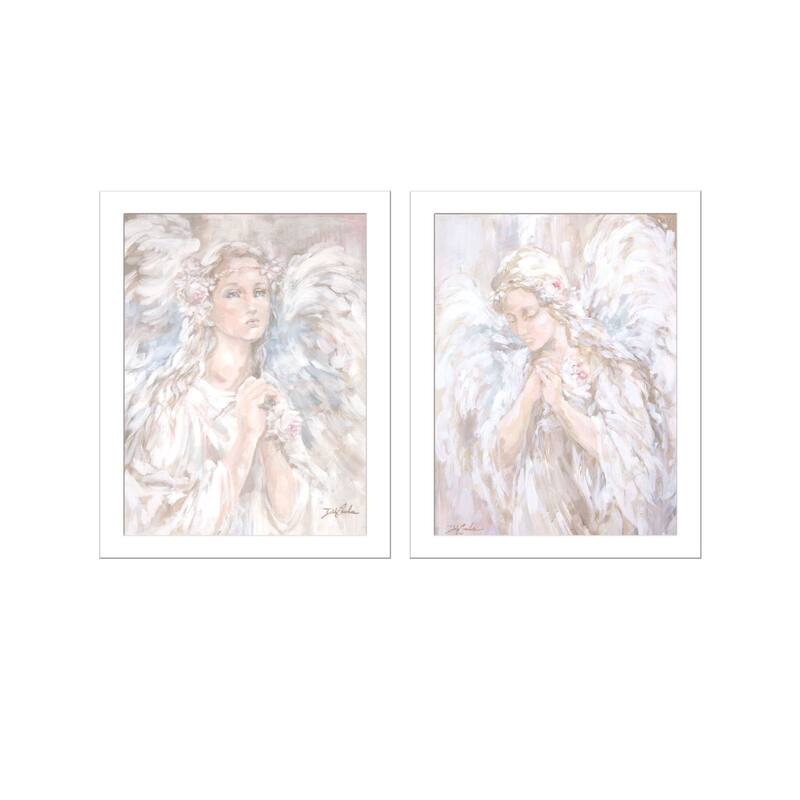 Trendy Decor 4U "Prayer For Peace" Printed Framed Wall Art by Debi Coulesq - White - 14 x 18