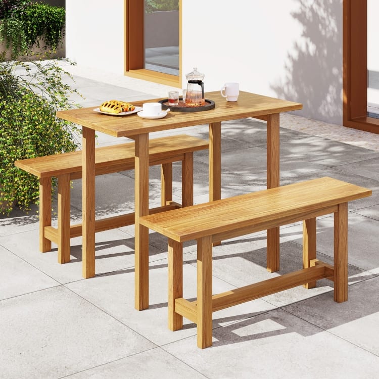 Natural Teak Wood Outdoor Garden Bench 40 inches 2-Seater with H-Legs - 40" × 10.5" × 18"