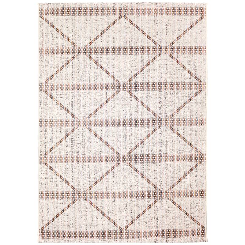 Liora Manne Avena Diamond Stripe Indoor/Outdoor Rug - 1'11" x 7'6" - Ivory