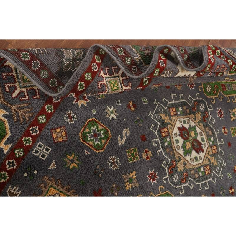 Traditional Kazak Area Rug Hand-Knotted Oriental Wool Carpet - 8'0" x 9'11"