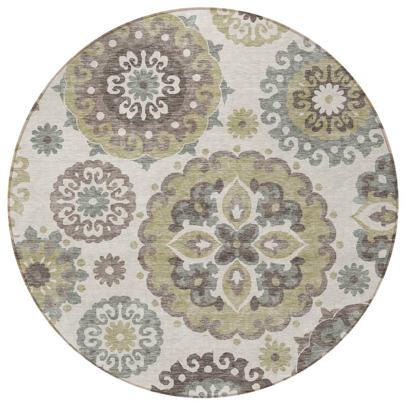 HomeRoots Floral Medallion Transitional Rectangle Outdoor Rug