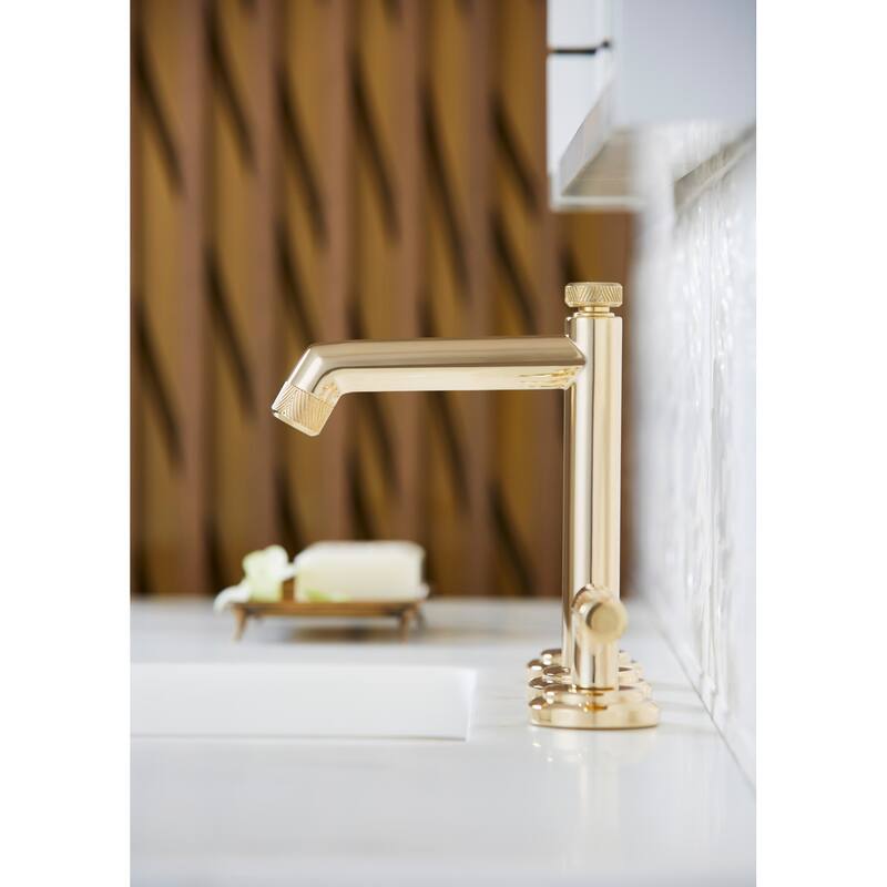 Kallista Pinna Paletta 1.2 GPM Widespread Bathroom Faucet with Tall - Unlacquered Brass
