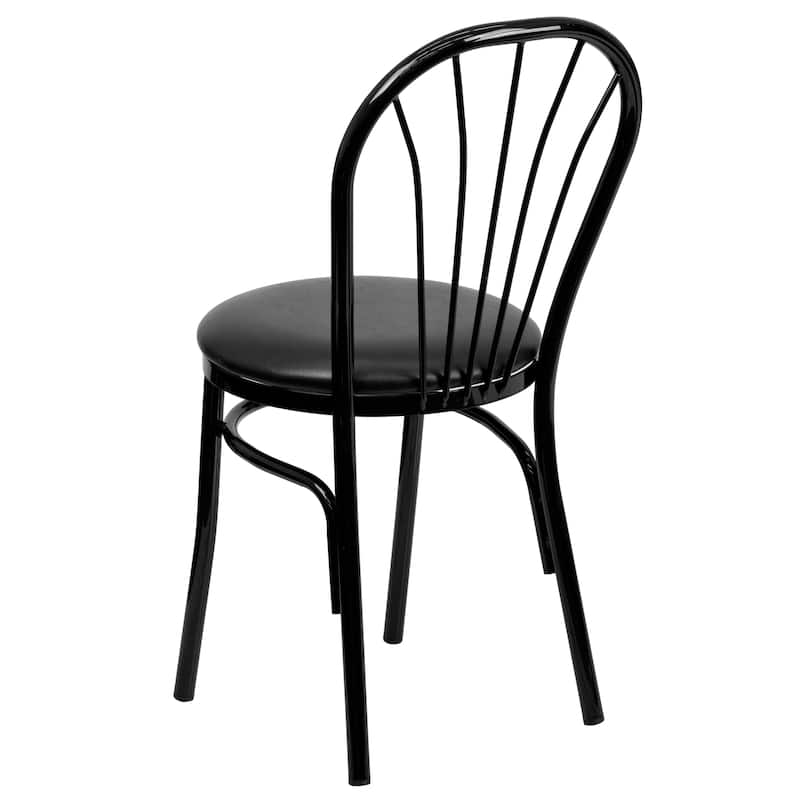2 Pack Fan Back Metal Chair - Vinyl Seat - 16"W x 20"D x 34.5"H - 16"W x 20"D x 34.5"H