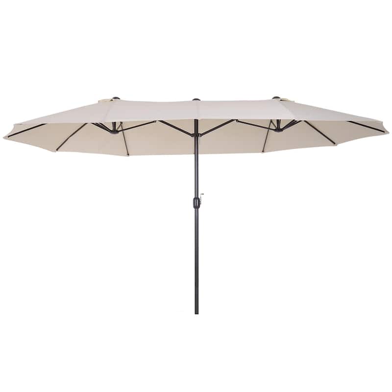 Double-sided outdoor umbrella with crank handle and vents