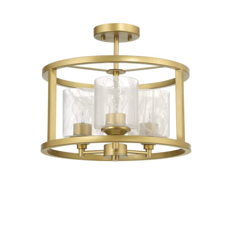 Acroma 3-Light Milk Glass Semi Flush Mount - N/A