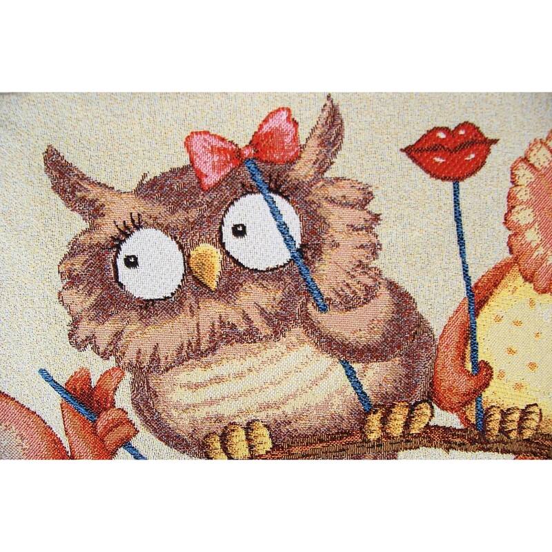 Owls on Branch Tapestry Throw Pillow