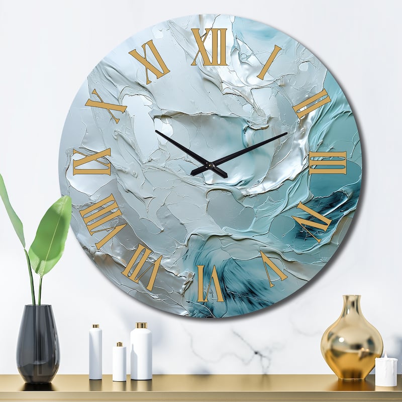 Designart "Silver Shimmer" Abstract Landscape Oversized Wall Clock
