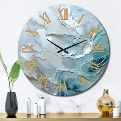 Designart "Silver Shimmer" Abstract Landscape Oversized Wall Clock