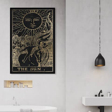 Oliver Gal 'The Sun Tarot' Spiritual and Religious Framed Wall Art Prints Astrology - Black, Gold