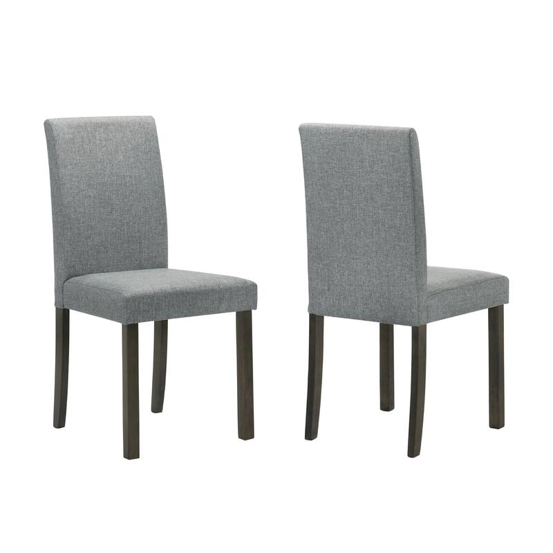 Muly Side Dining Chair Set of 4, Fabric Seating, Gray Brown Wood