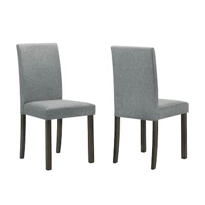 Muly Side Dining Chair Set of 4, Fabric Seating, Gray Brown Wood