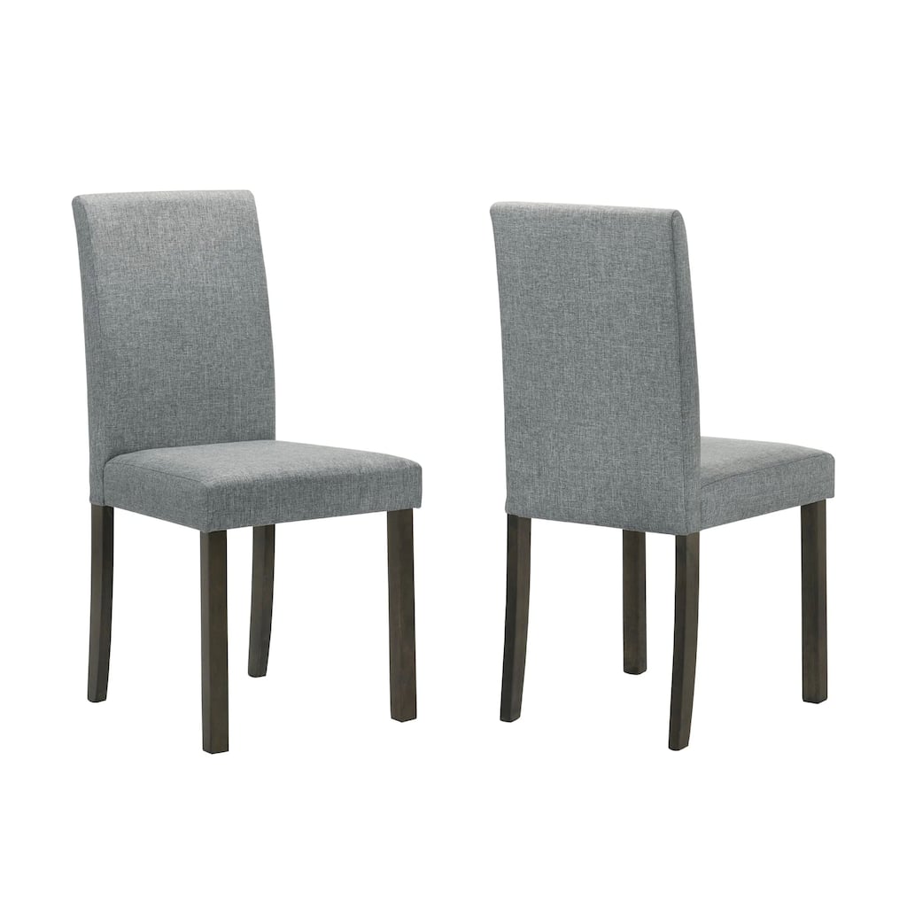 Muly Side Dining Chair Set of 4, Fabric Seating, Gray Brown Wood