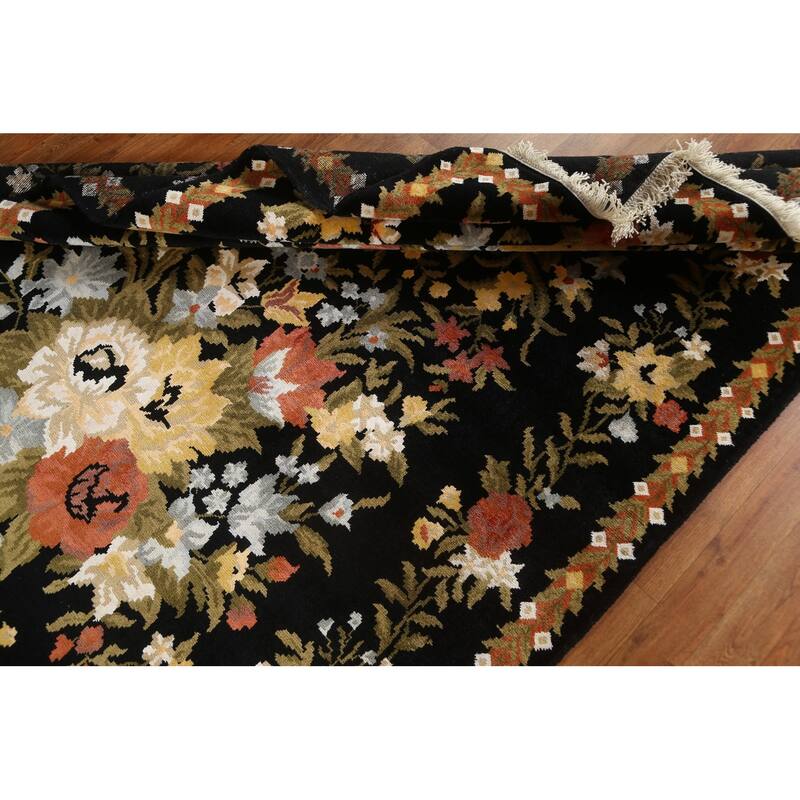 Vegetable Dye Wool/ Silk Aubusson Area Rug Hand-knotted Office Carpet - 5'9" x 8'2"