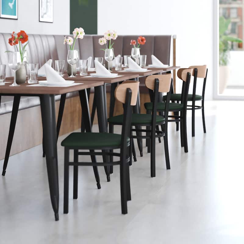 2PK Commercial Metal Dining Chairs with Boomerang Back