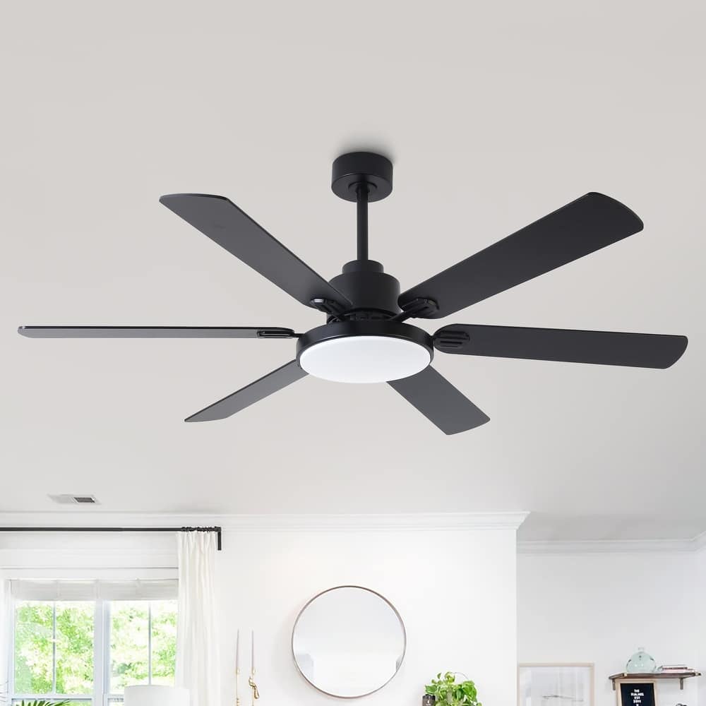 60-in Modern 6-Blade Dimmable LED Ceiling Fan with Light and Remote