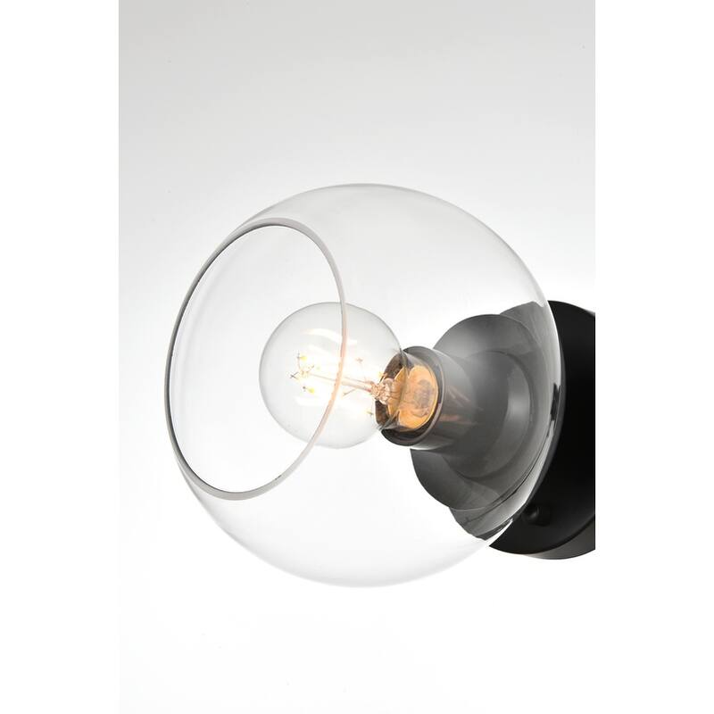 Roger 1 Light Black and Clear Bath Sconce