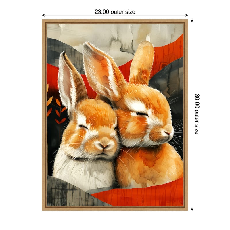 Sleepy Bunny Abstract by Justyna Jaszke Framed Canvas Wall Art - 23 x 30 in